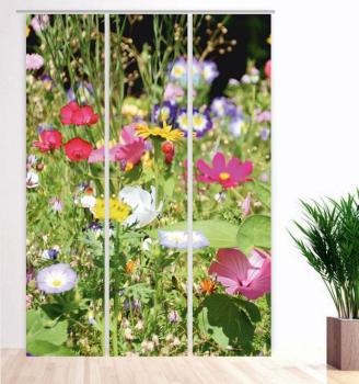 Flächenvorhang Sommerwiese 3er Set, Schiebegardine, Schiebegardinen, blickdicht, Flächenvorhang blickdicht, Schiebevorhang,